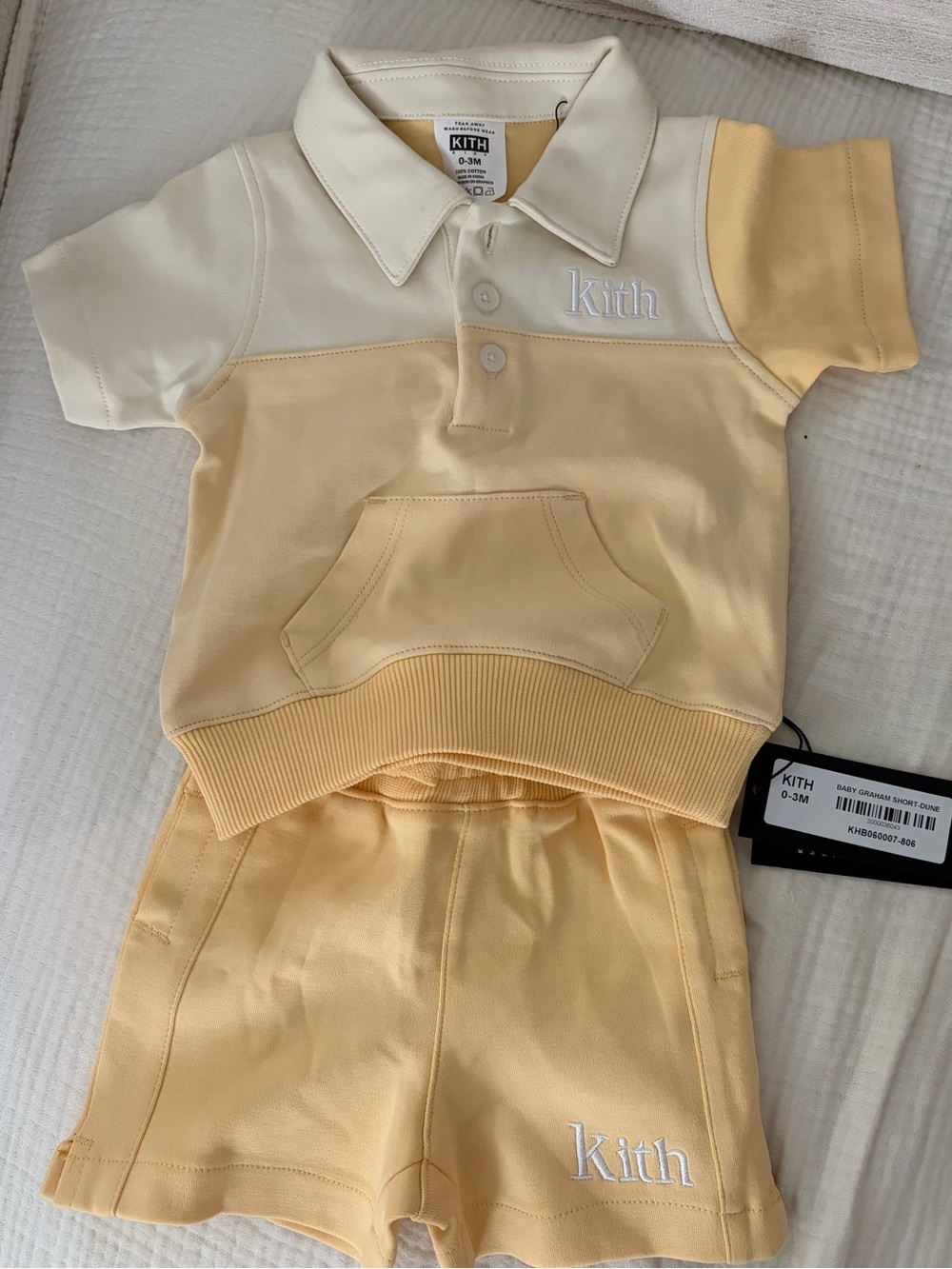BNWT Kith Baby Graham Polo and Short Set Two-Tone Cream and Yellow